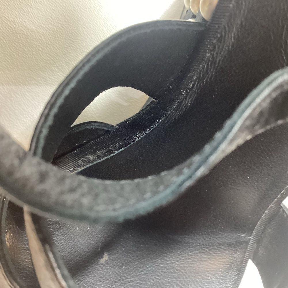 Chanel Calfskin Grosgrain Pearl Wedge‎ Sandals Size EU 38.5 Black - Picture 15 of 16